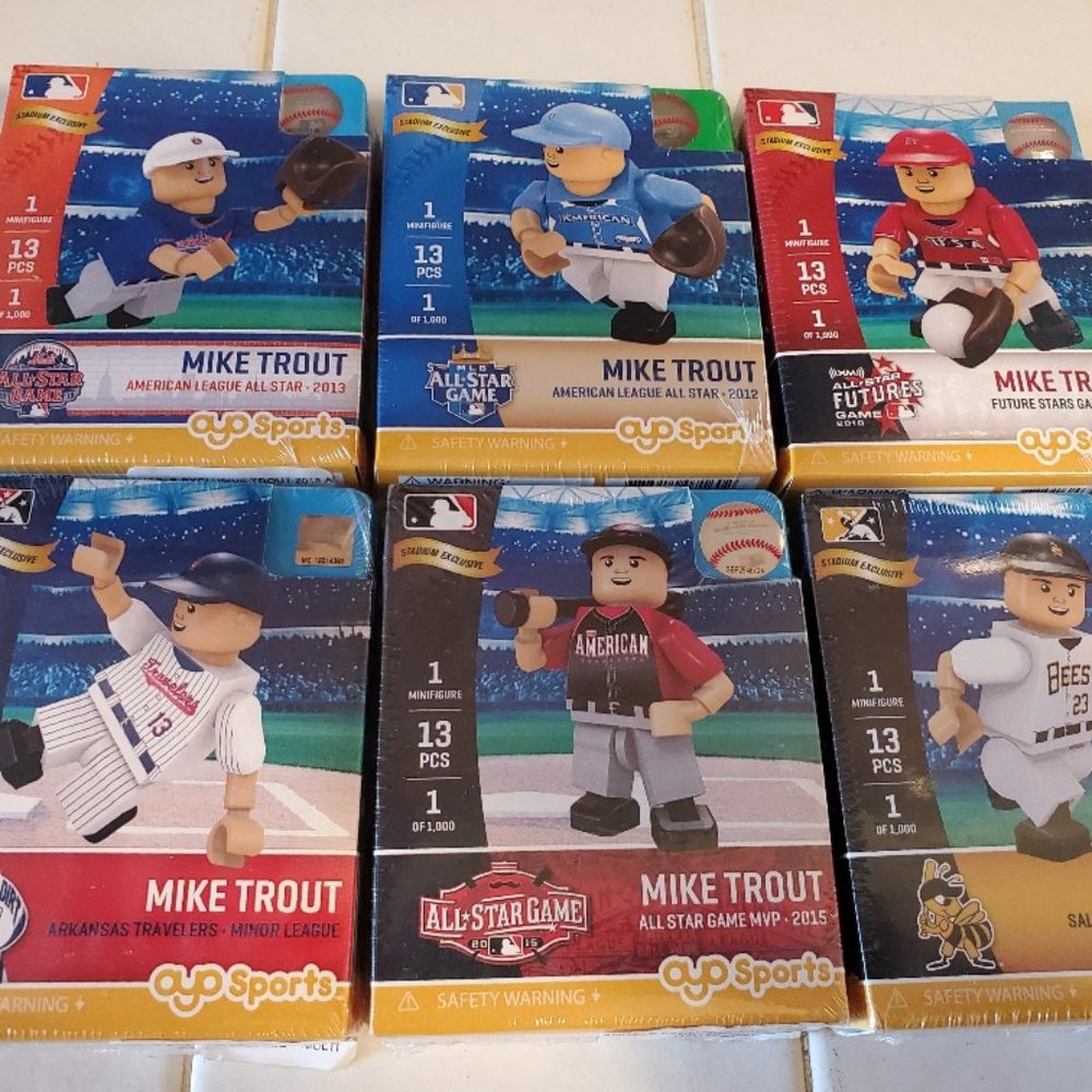 MIKE TROUT ANAHEIM ANGELS OYO LOT MLB BRAND NEW MINIFIGURE SET 6 RARE HTF LE SE